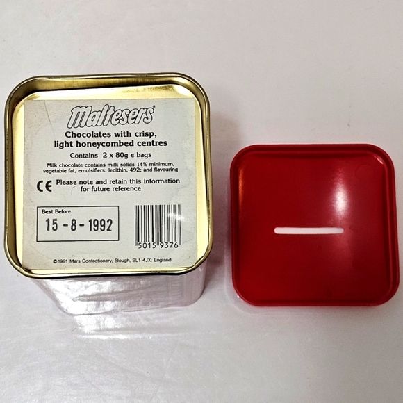 Vintage Maltesers Chocolates Red Metal Coin Bank - Picture 7 of 14